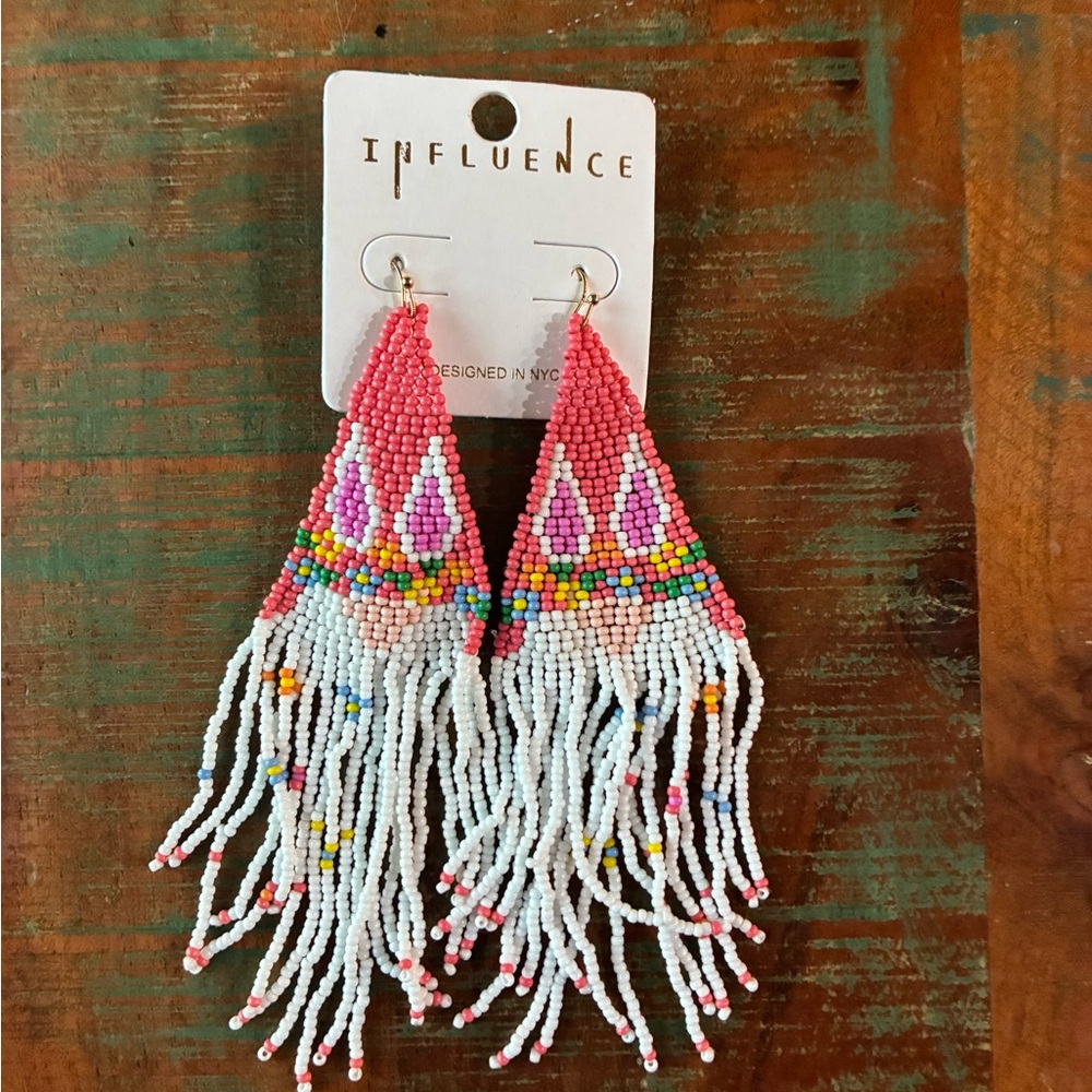 Easter Gnome Beaded Fringe Boho Statement  Earrings